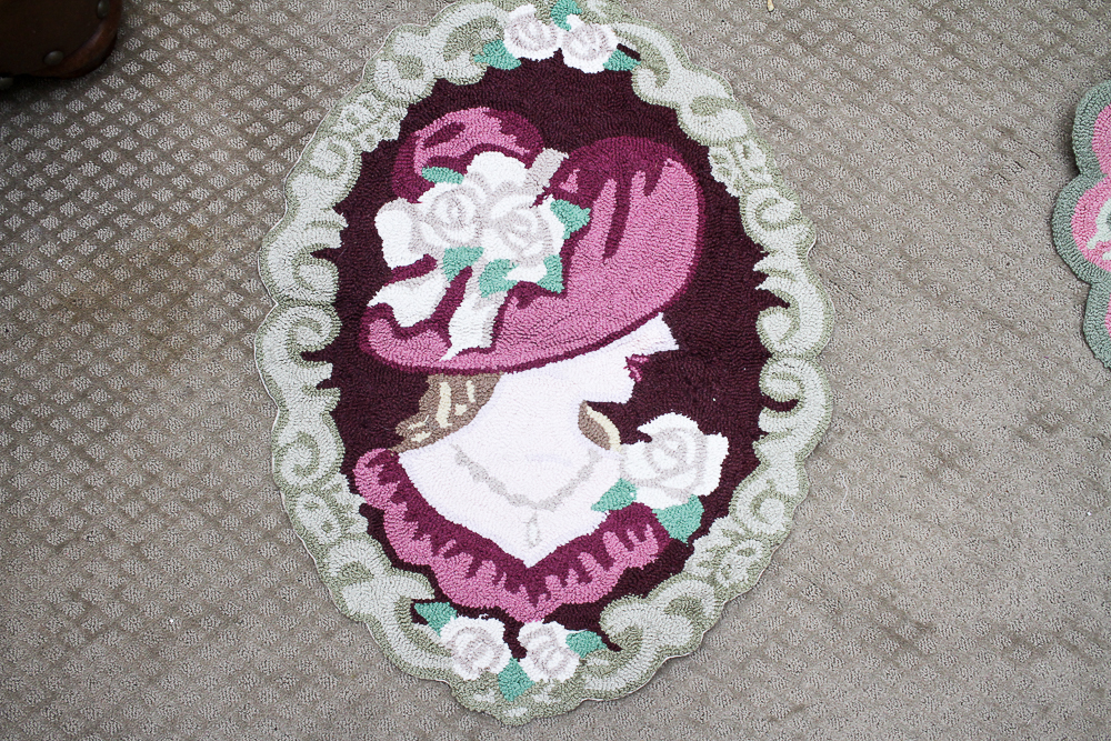 Pair Floral Patterned Accent Rugs