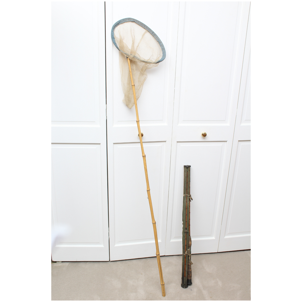 Vintage Bamboo Fishing Rod and Net