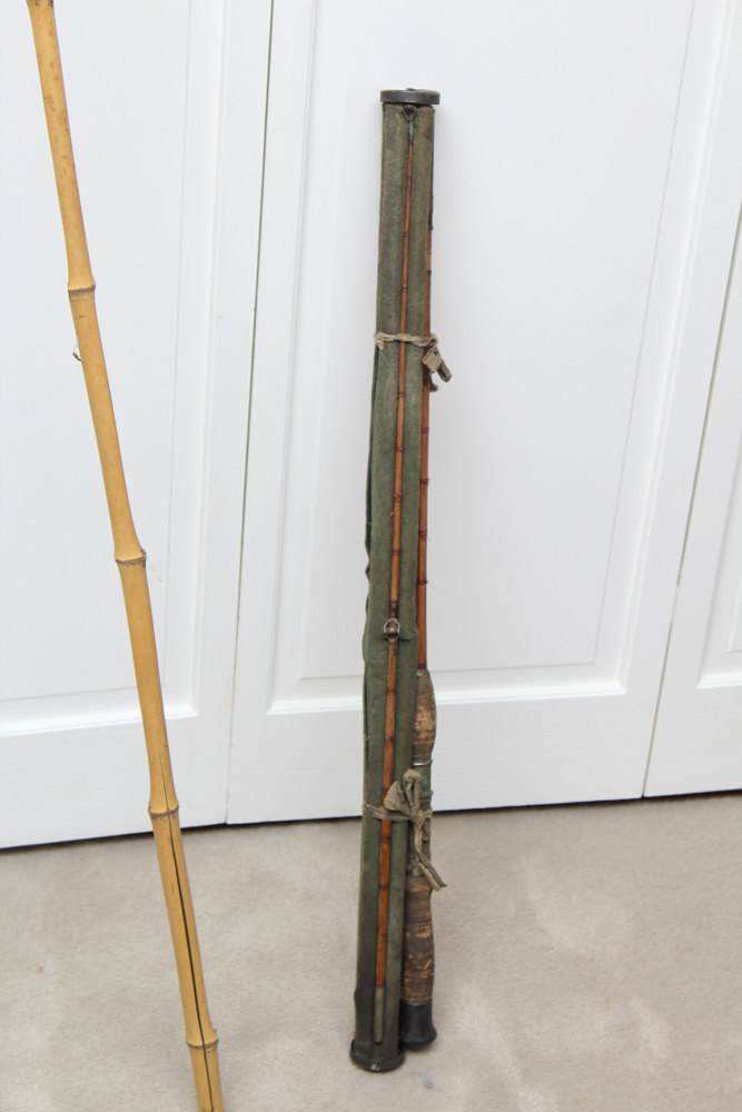 Vintage Bamboo Fishing Rod and Net