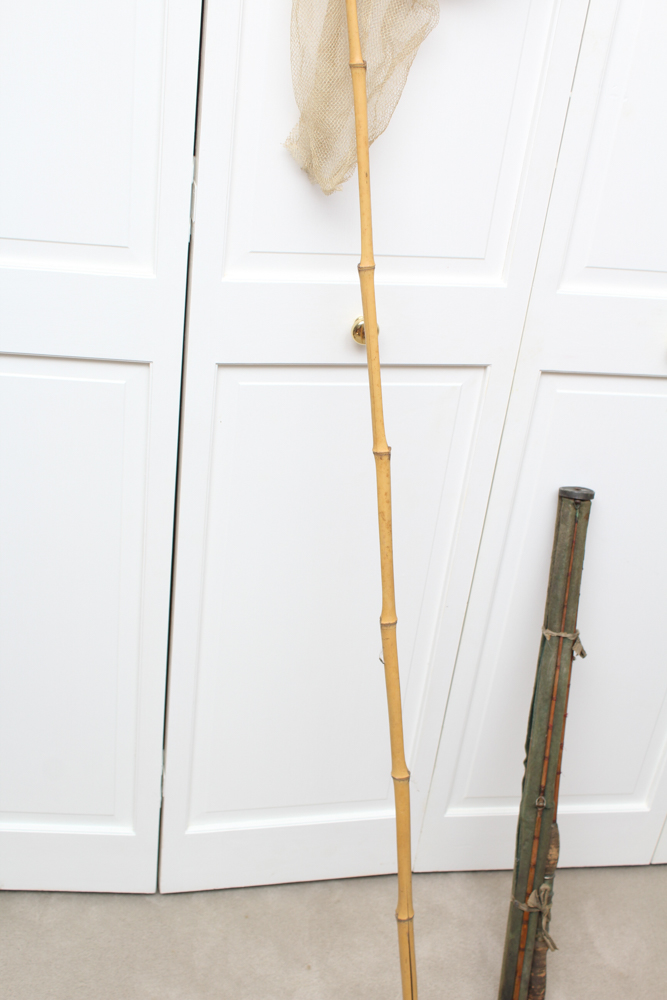 Vintage Bamboo Fishing Rod and Net
