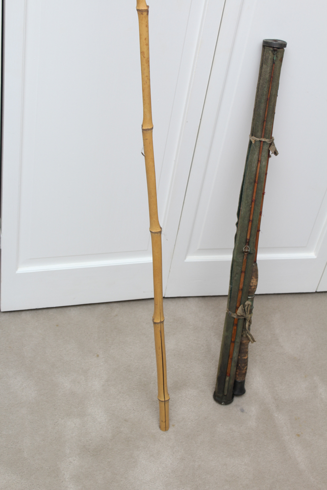 Vintage Bamboo Fishing Rod and Net