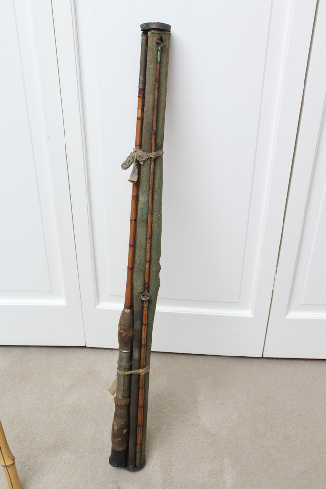 Vintage Bamboo Fishing Rod and Net