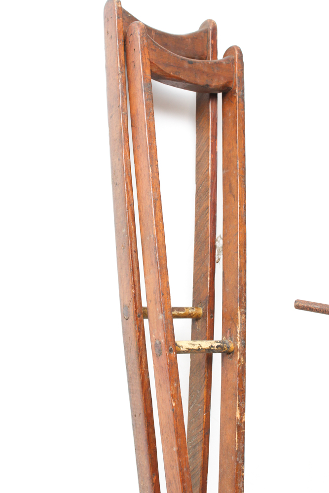 Vintage Metal Scooter and Wooden Crutches