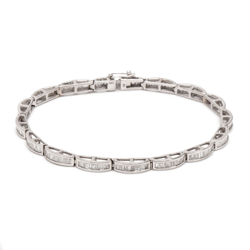 14K White Gold Channel Set 2.40 CTW Diamond Bracelet