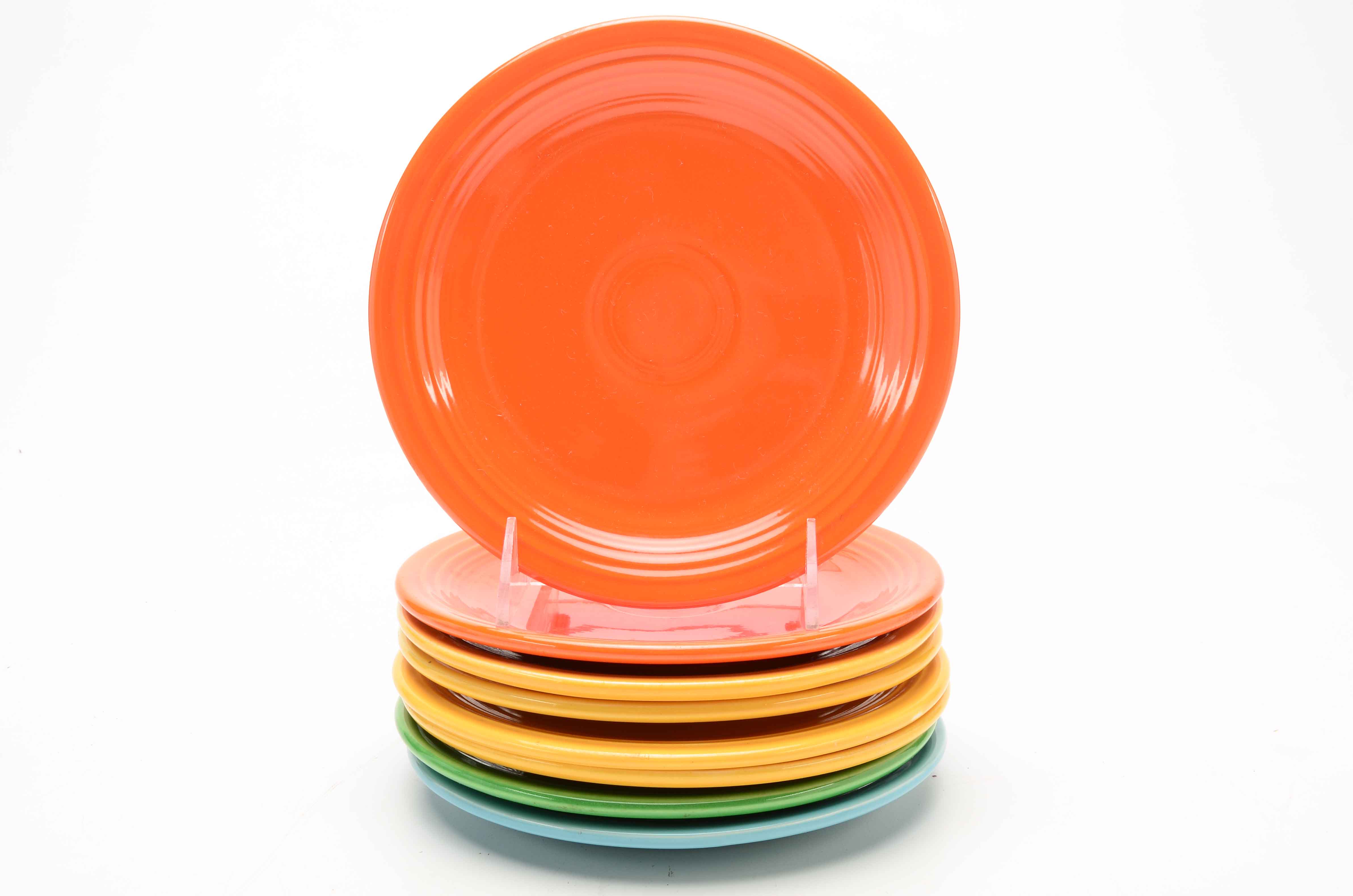 Multicolored Fiesta Plates, Cups and Saucers