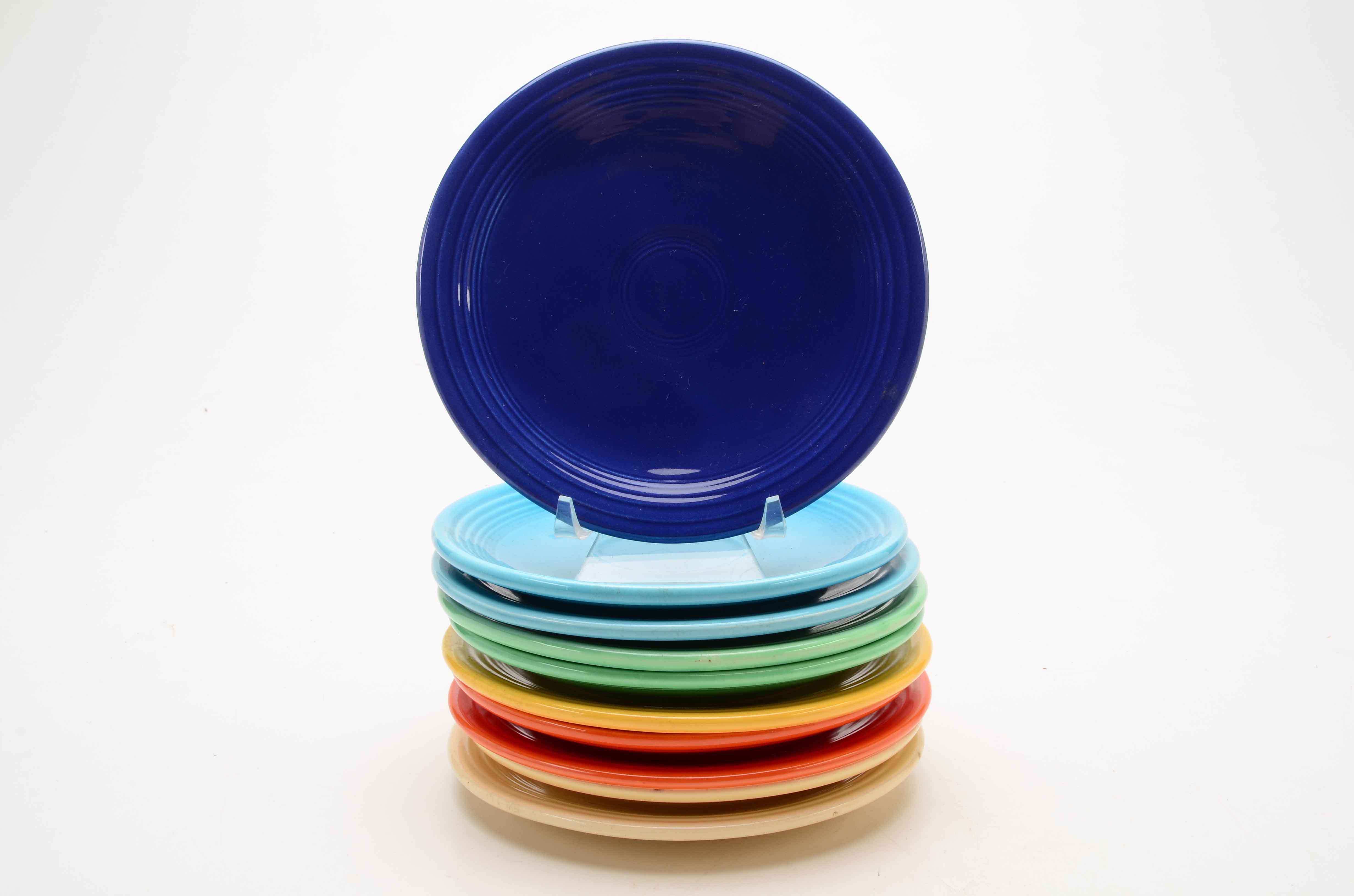 Multicolored Fiesta Plates, Cups and Saucers