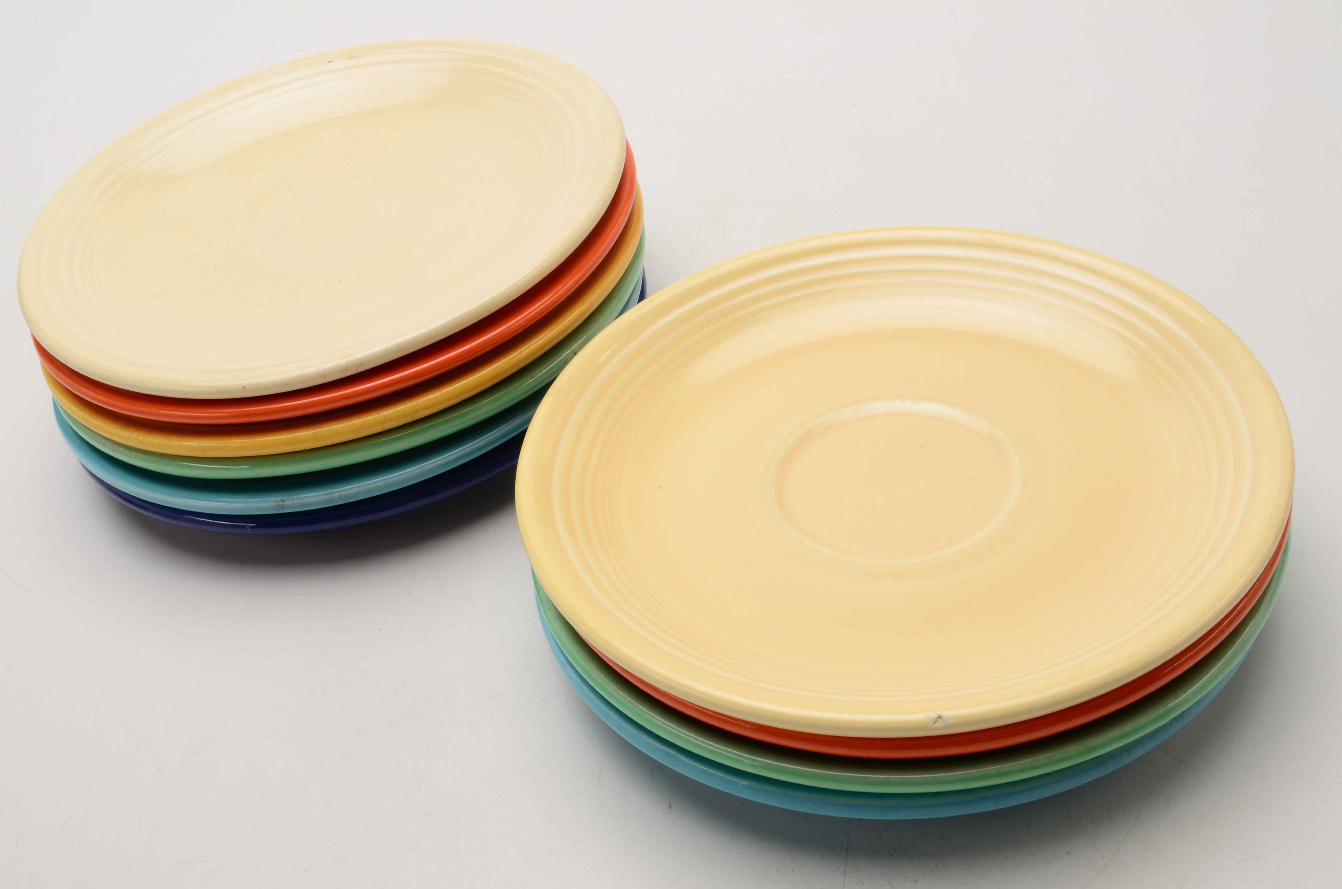 Multicolored Fiesta Plates, Cups and Saucers