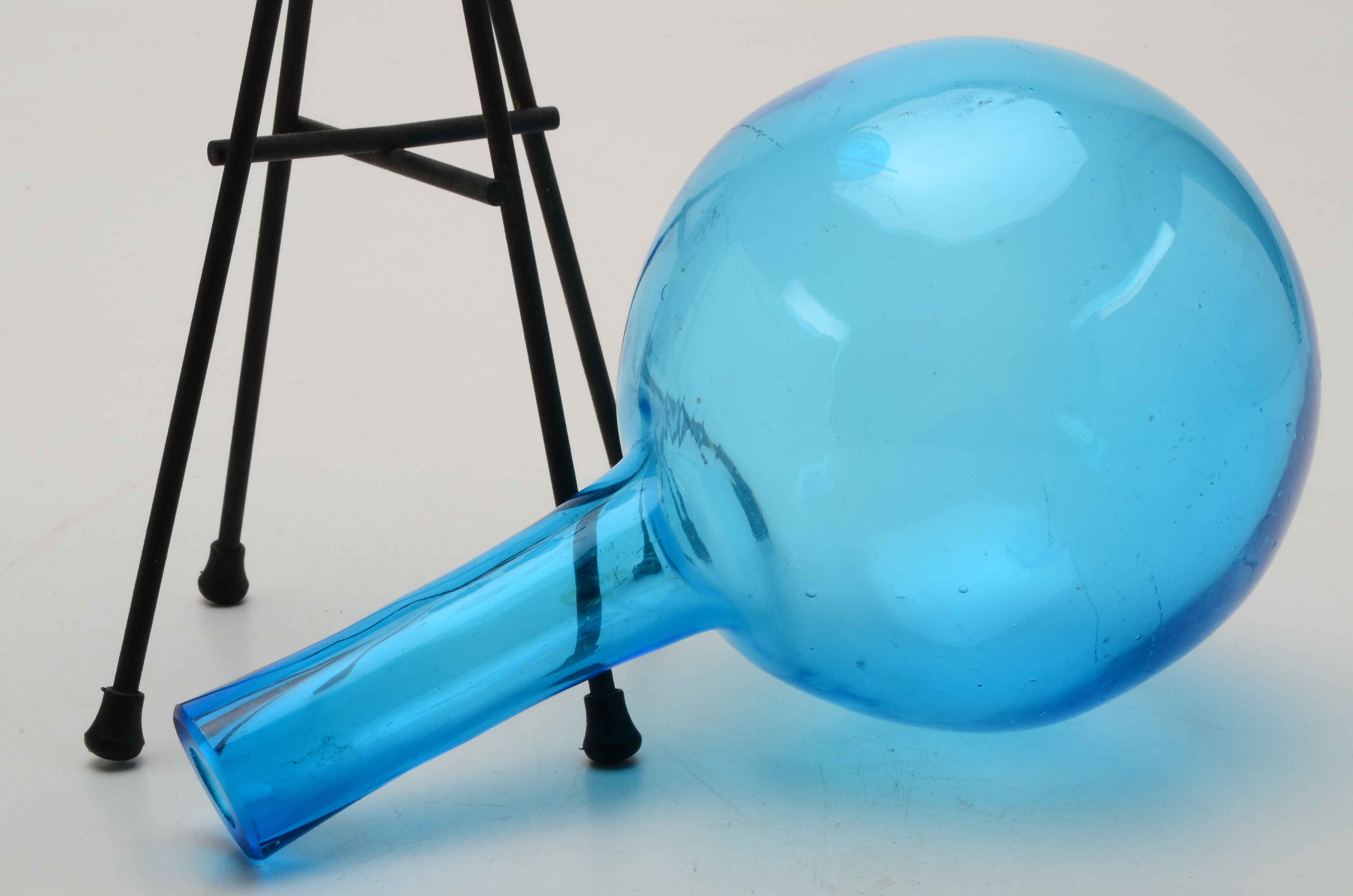 Pair of Blown Glass Bud Vases with Stand