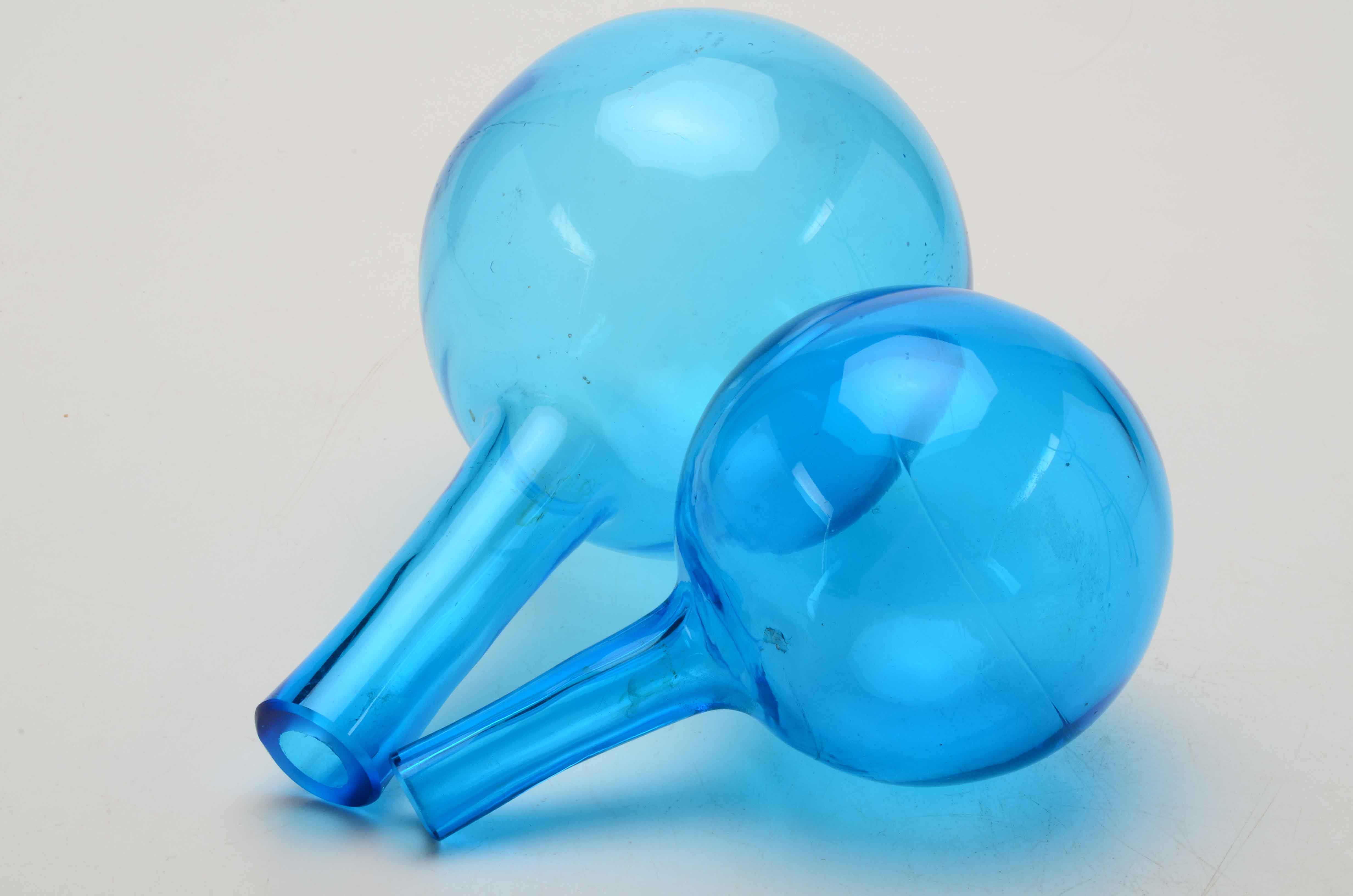 Pair of Blown Glass Bud Vases with Stand