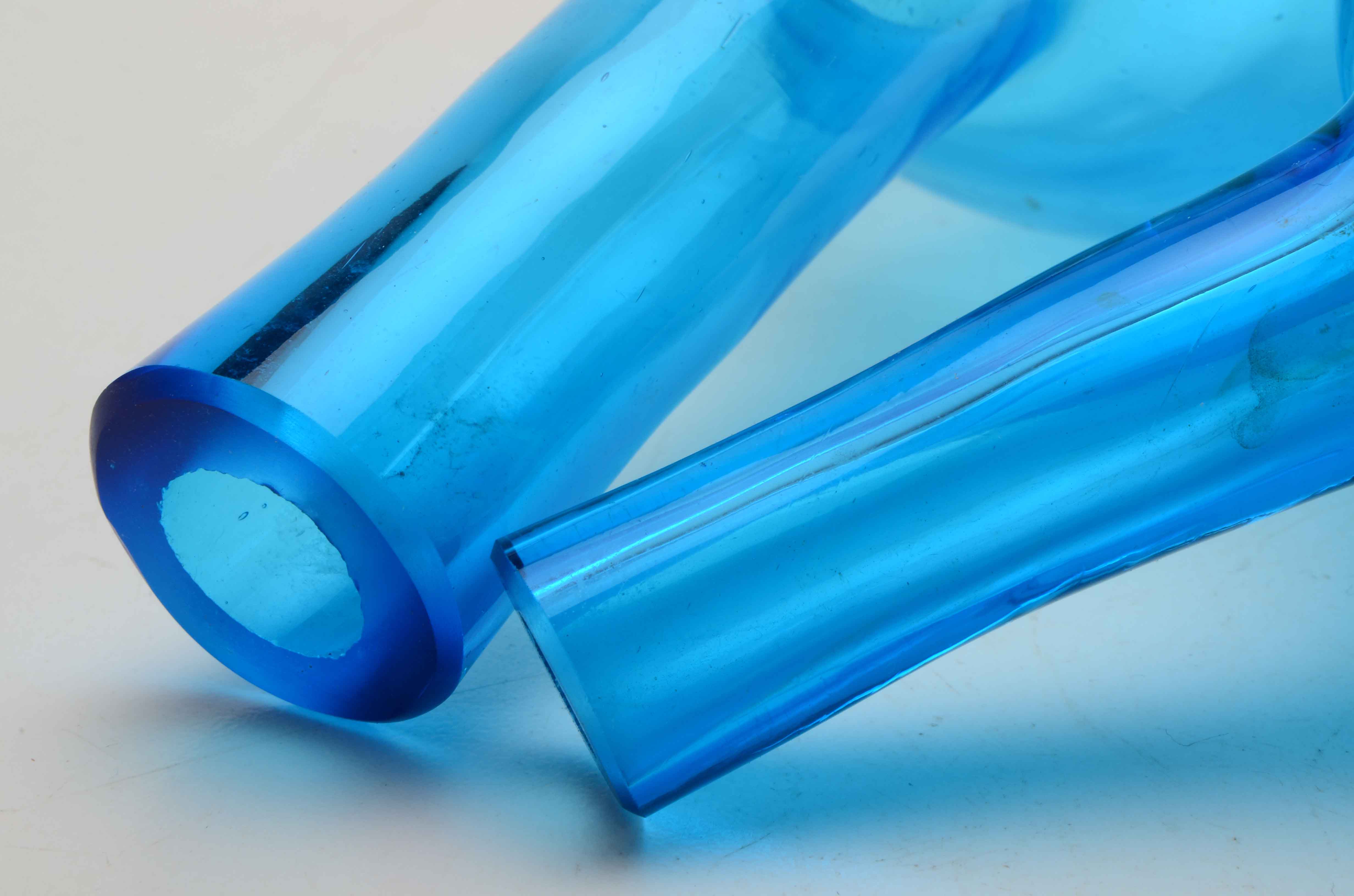 Pair of Blown Glass Bud Vases with Stand