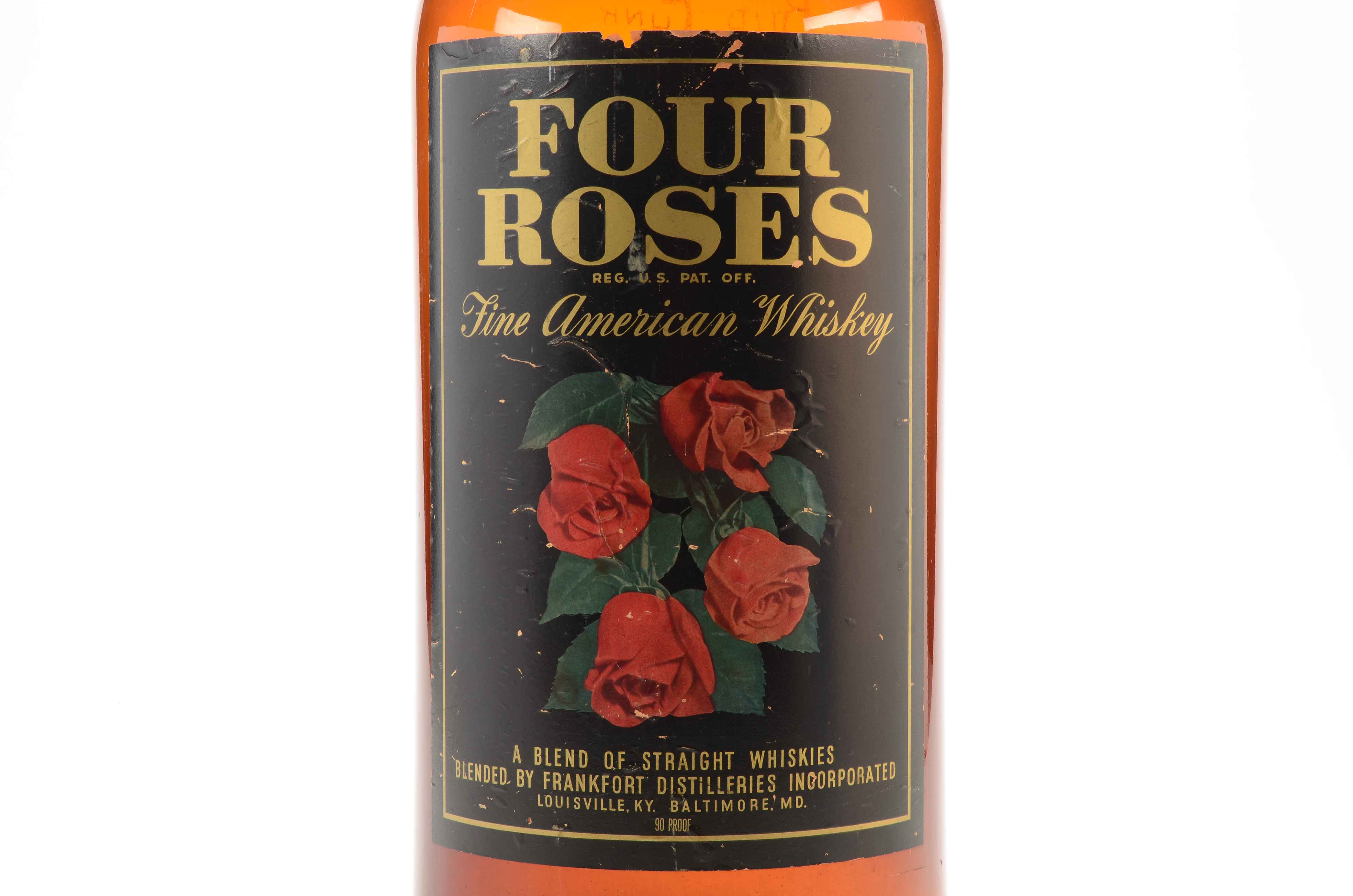 Giant Four Roses Whiskey Glass Advertising Bottle