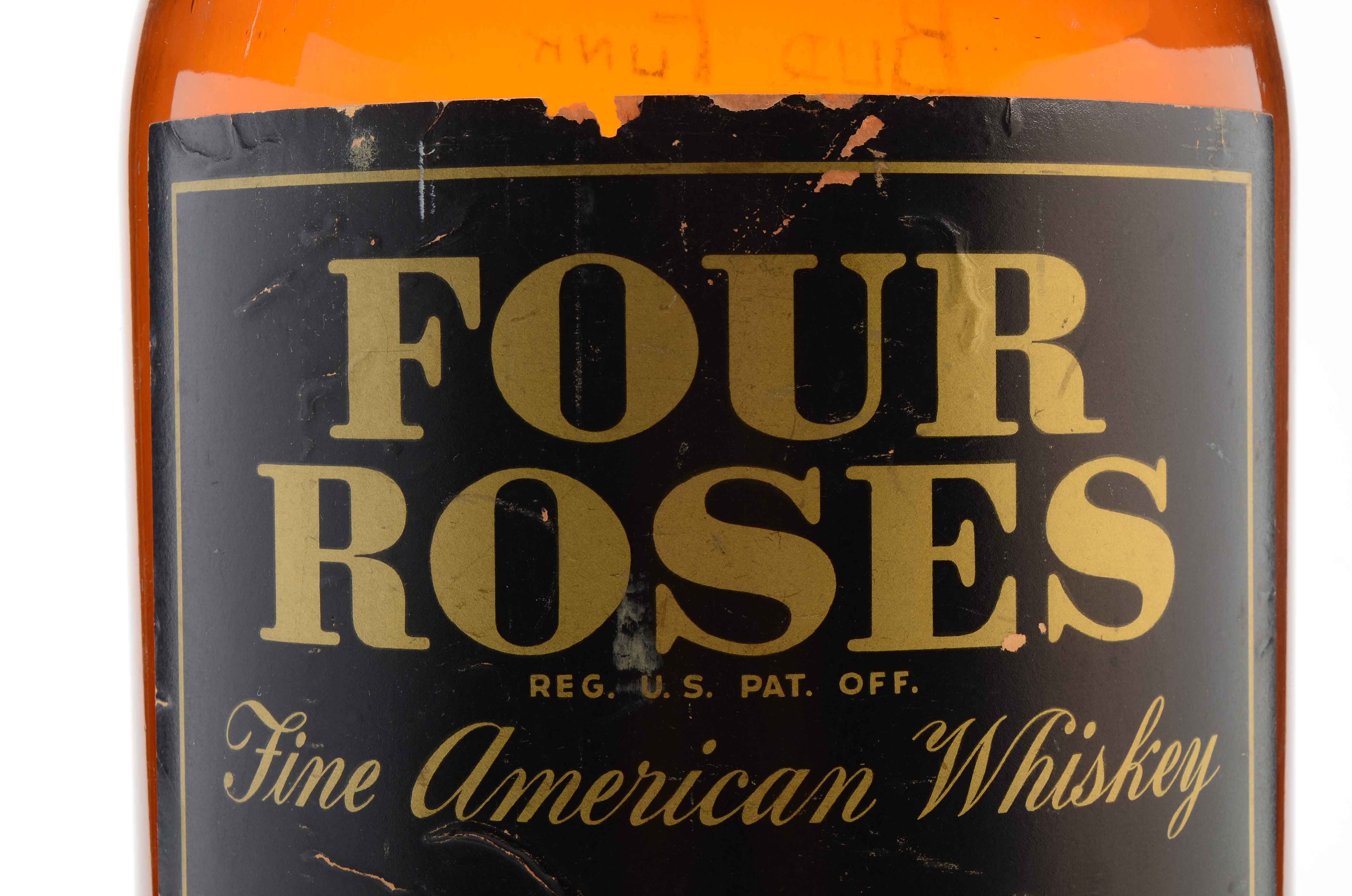Giant Four Roses Whiskey Glass Advertising Bottle