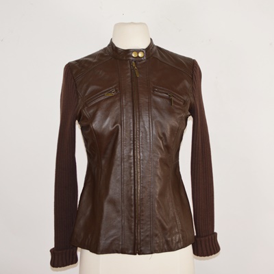 Style & Co. Brown Leather Women's Sweater Jacket