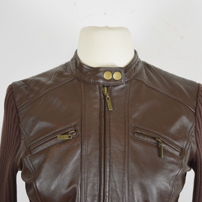 Style & Co. Brown Leather Women's Sweater Jacket