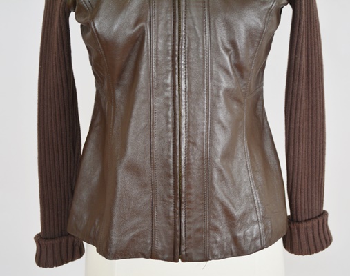 Style & Co. Brown Leather Women's Sweater Jacket