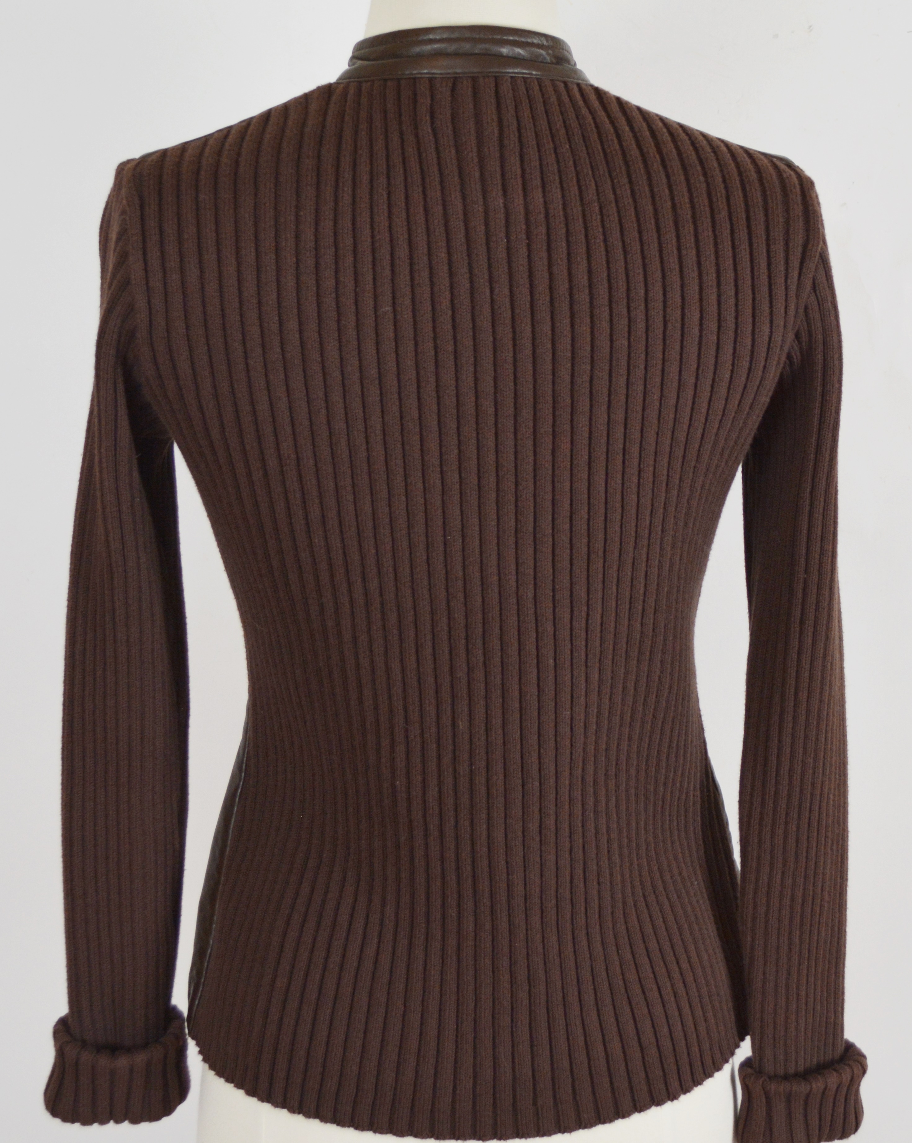Style & Co. Brown Leather Women's Sweater Jacket