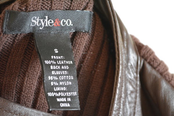 Style & Co. Brown Leather Women's Sweater Jacket