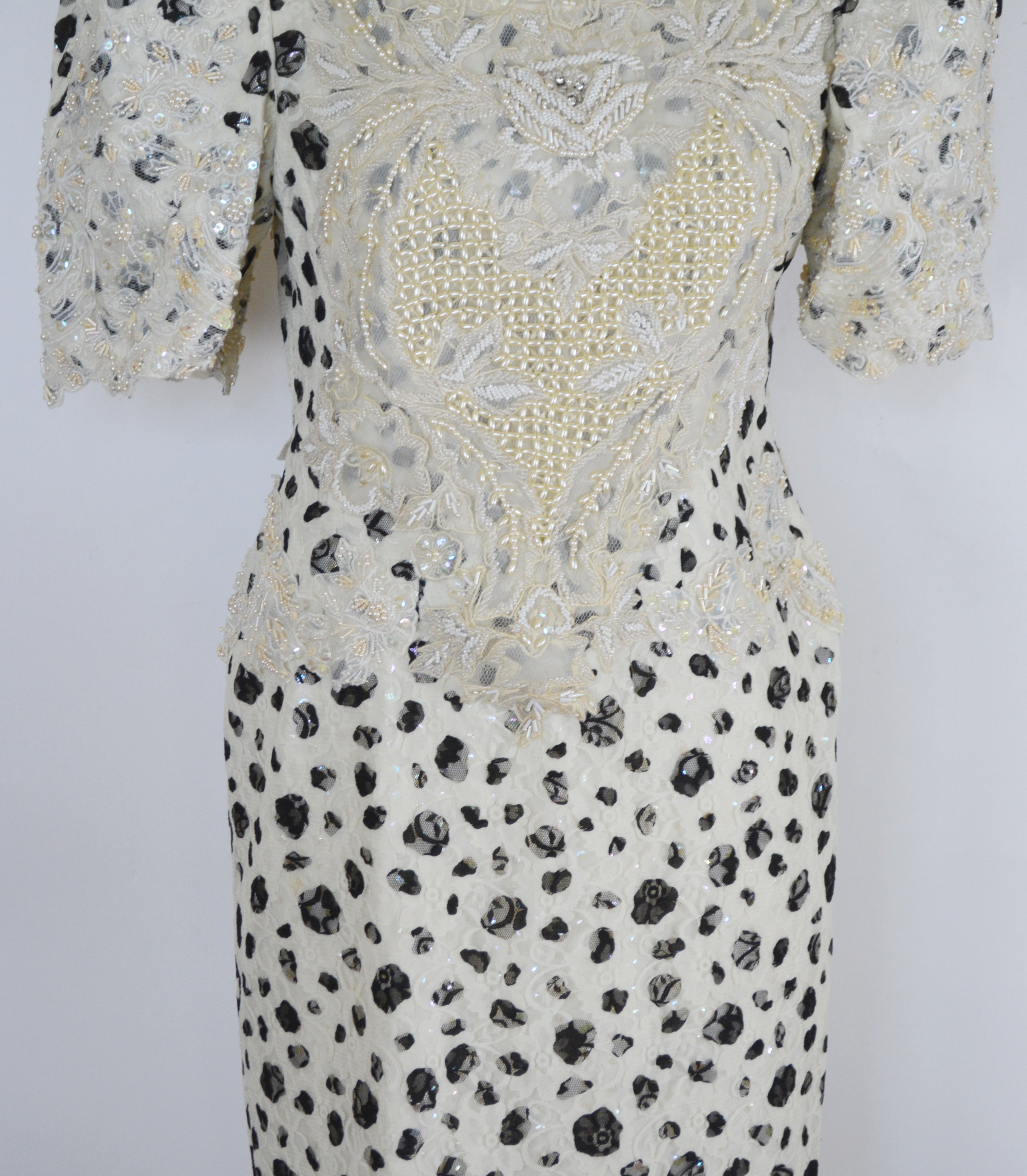 Patis, Manilla Black and Cream Lace (Terno) Evening Dress and Accessories