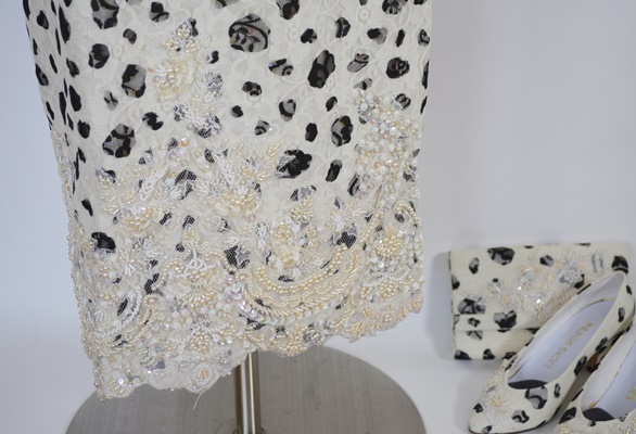 Patis, Manilla Black and Cream Lace (Terno) Evening Dress and Accessories