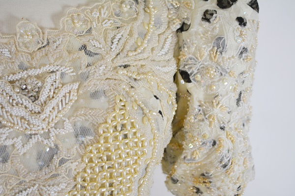 Patis, Manilla Black and Cream Lace (Terno) Evening Dress and Accessories