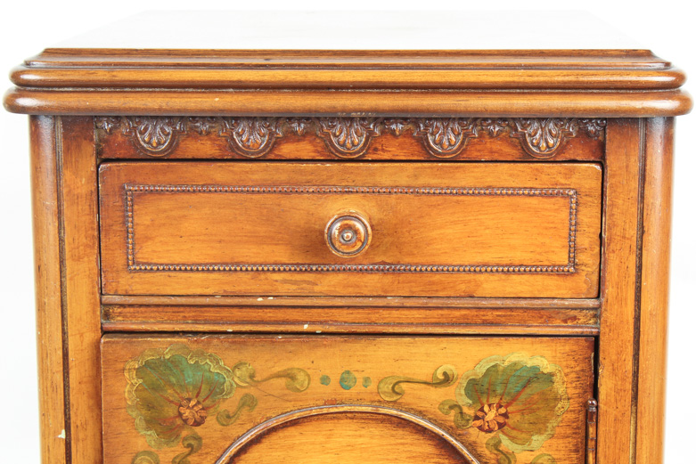 Vintage Hand Painted French Provincial Style Cabinet End Table