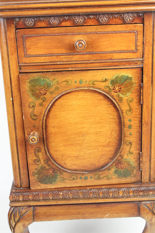 Vintage Hand Painted French Provincial Style Cabinet End Table