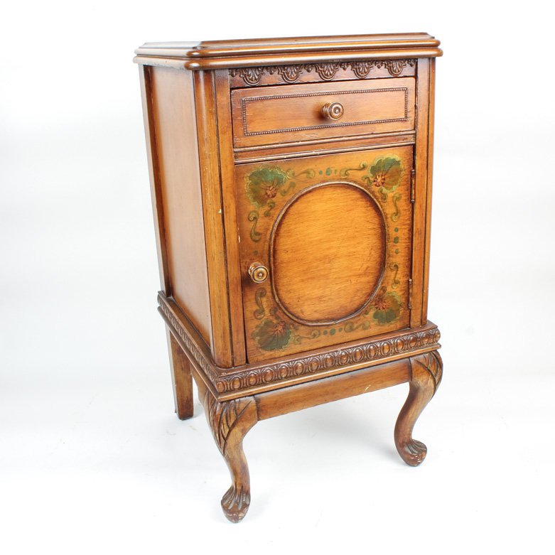 Vintage Hand Painted French Provincial Style Cabinet End Table