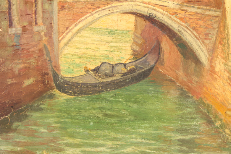 Antique Oil on Canvas Painting of a Venice Landscape