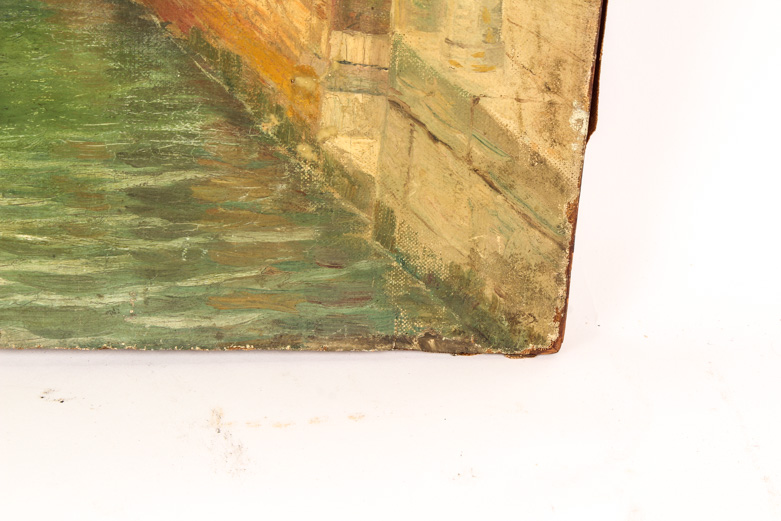 Antique Oil on Canvas Painting of a Venice Landscape