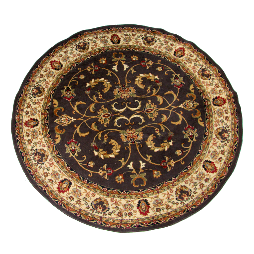 Power Loomed Turkish "Oriental" Round Area Rug