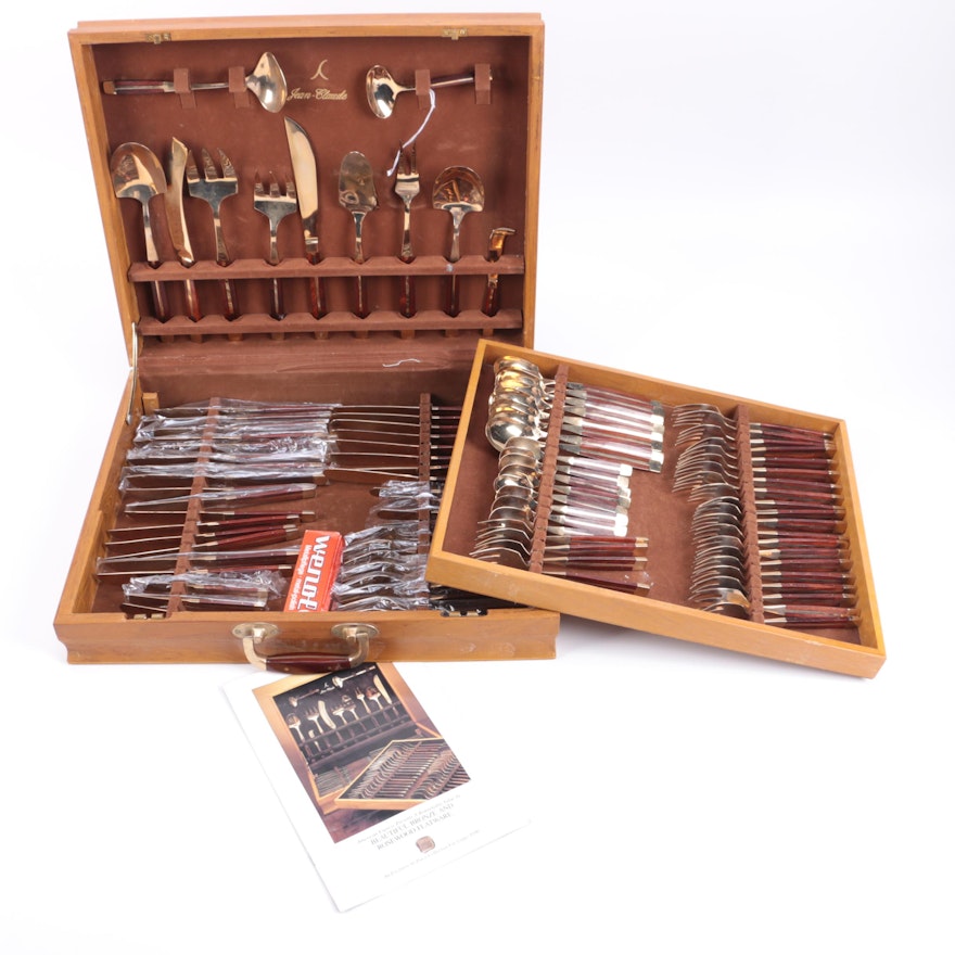 Thai Jean-Claude "Bronze and Rosewood" Flatware Set for Eight