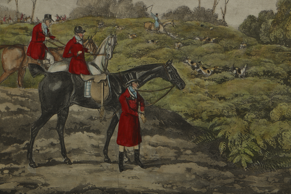 Collection of Hand-Colored Engravings of Hunting Scenes