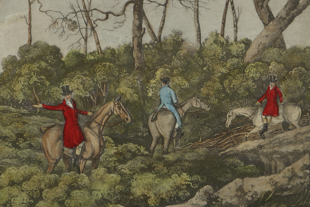 Collection of Hand-Colored Engravings of Hunting Scenes