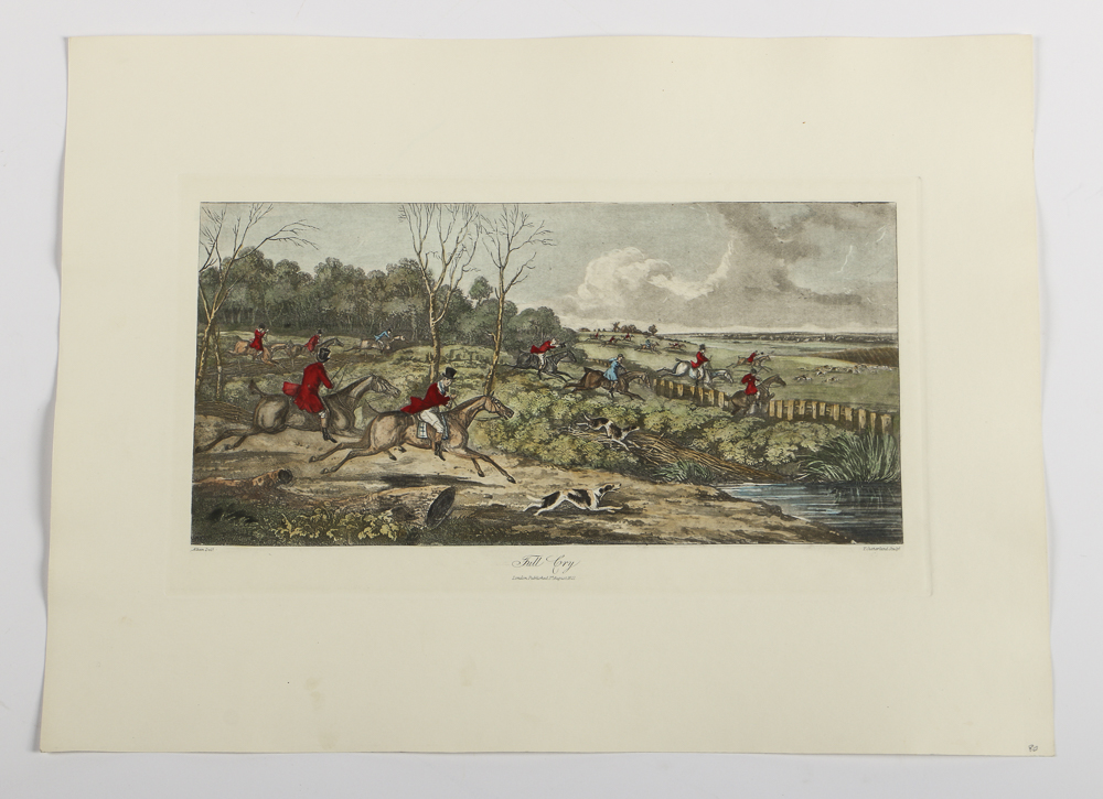 Collection of Hand-Colored Engravings of Hunting Scenes