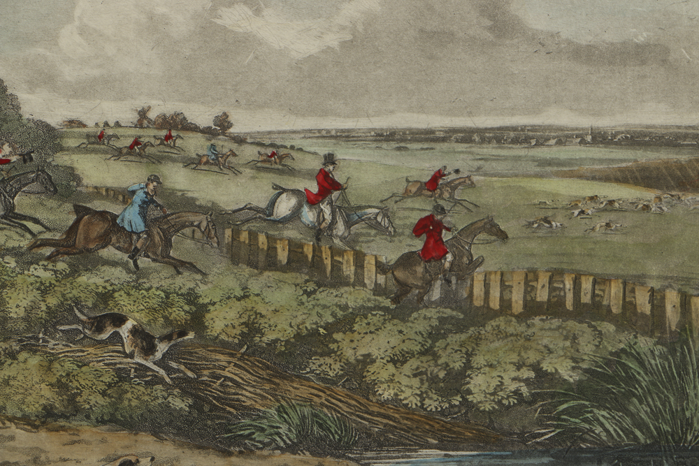 Collection of Hand-Colored Engravings of Hunting Scenes