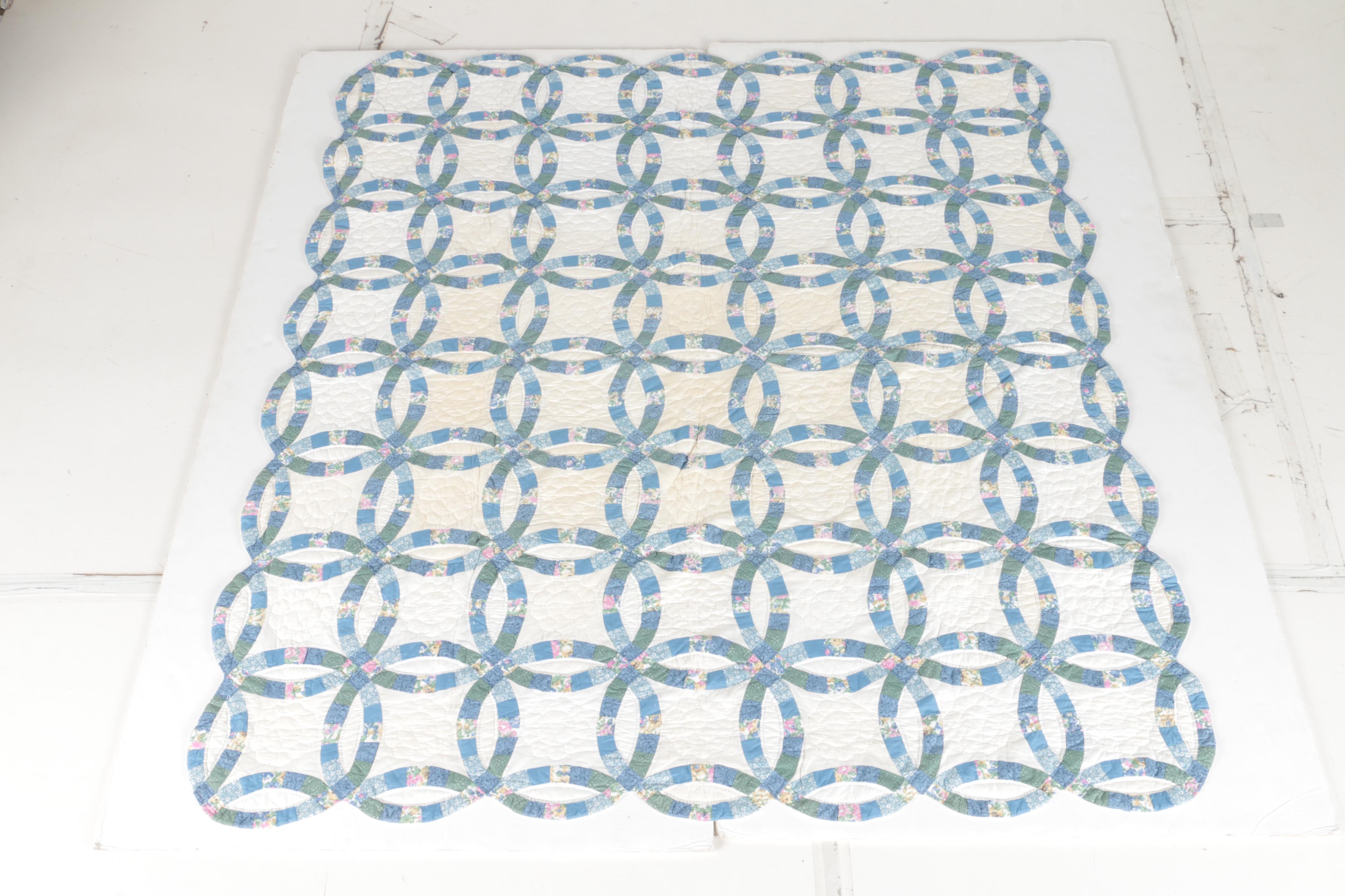 Blue and White Quilt and Pillow Shams