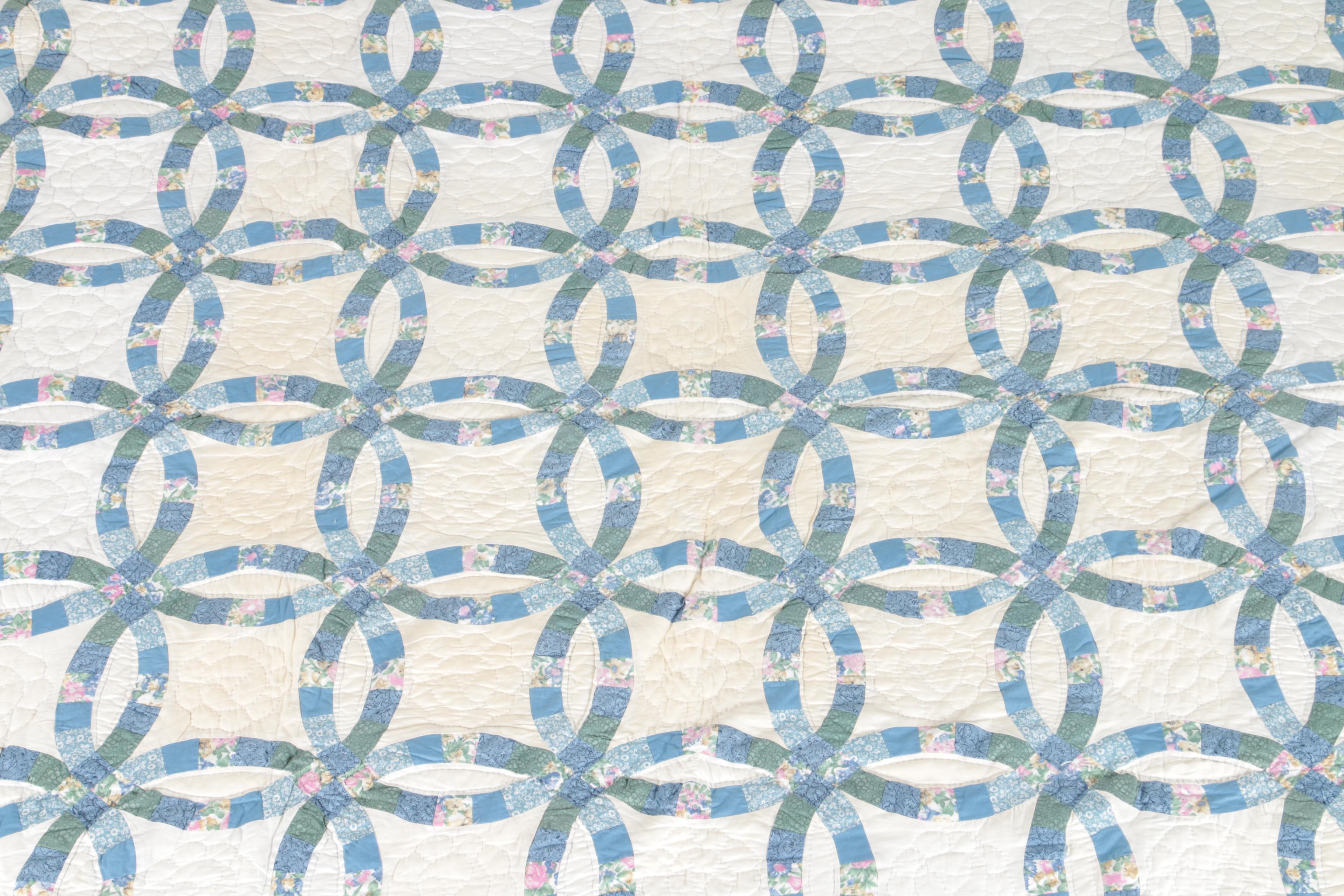 Blue and White Quilt and Pillow Shams