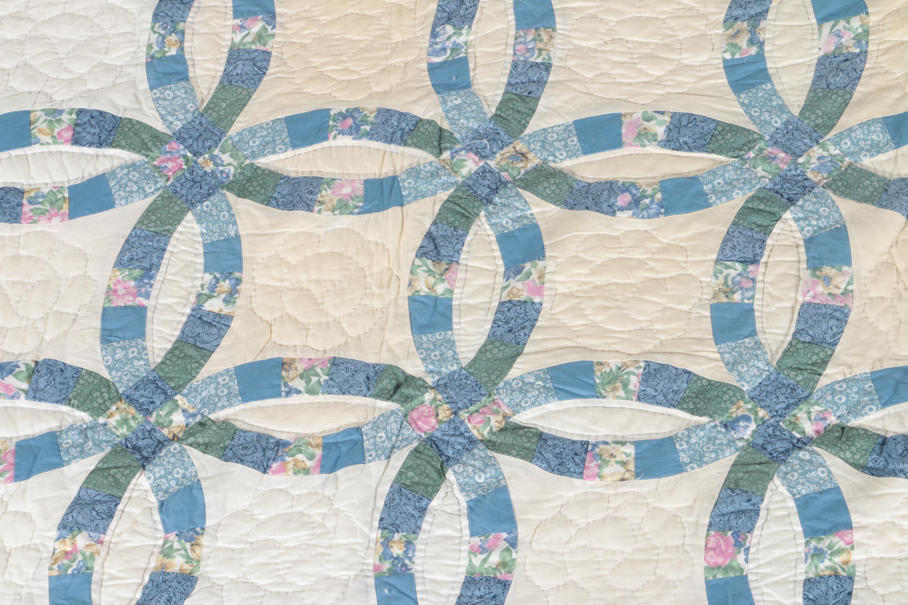 Blue and White Quilt and Pillow Shams