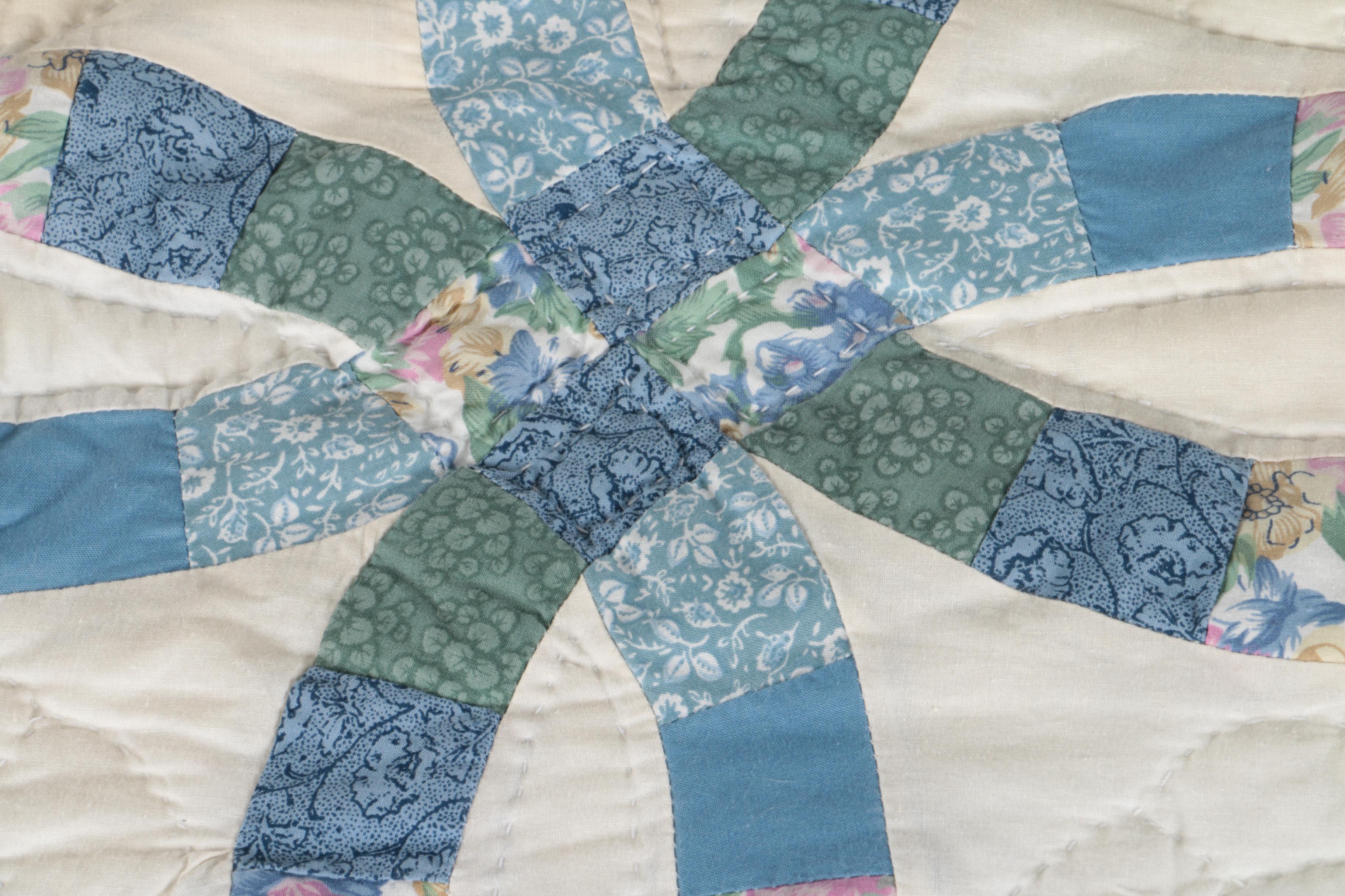 Blue and White Quilt and Pillow Shams