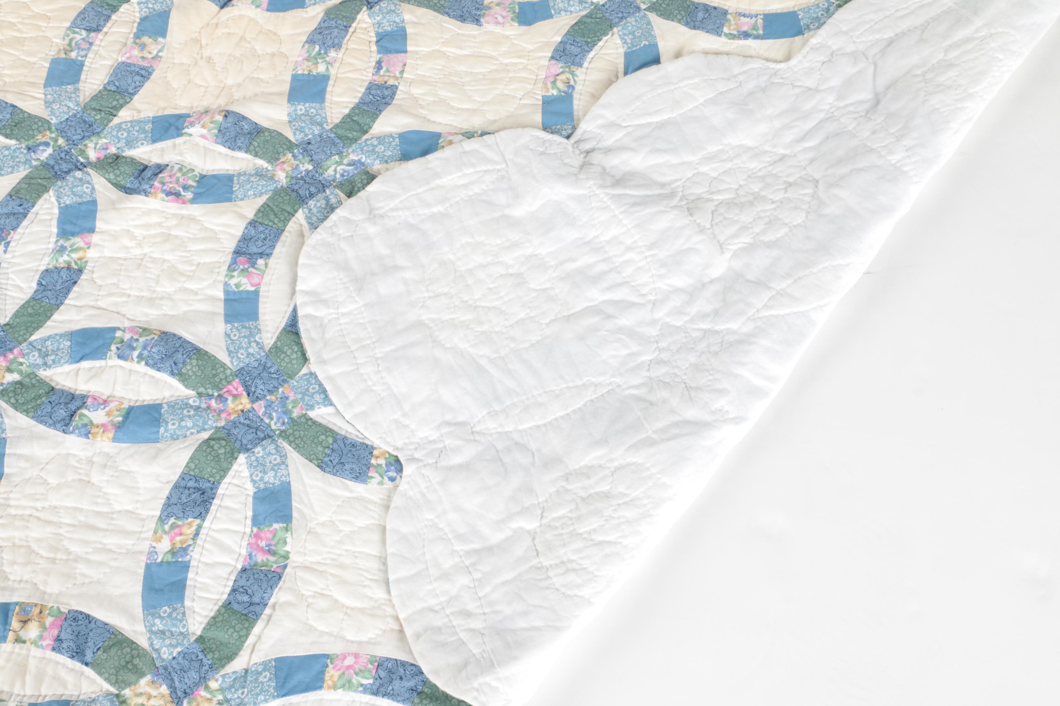 Blue and White Quilt and Pillow Shams