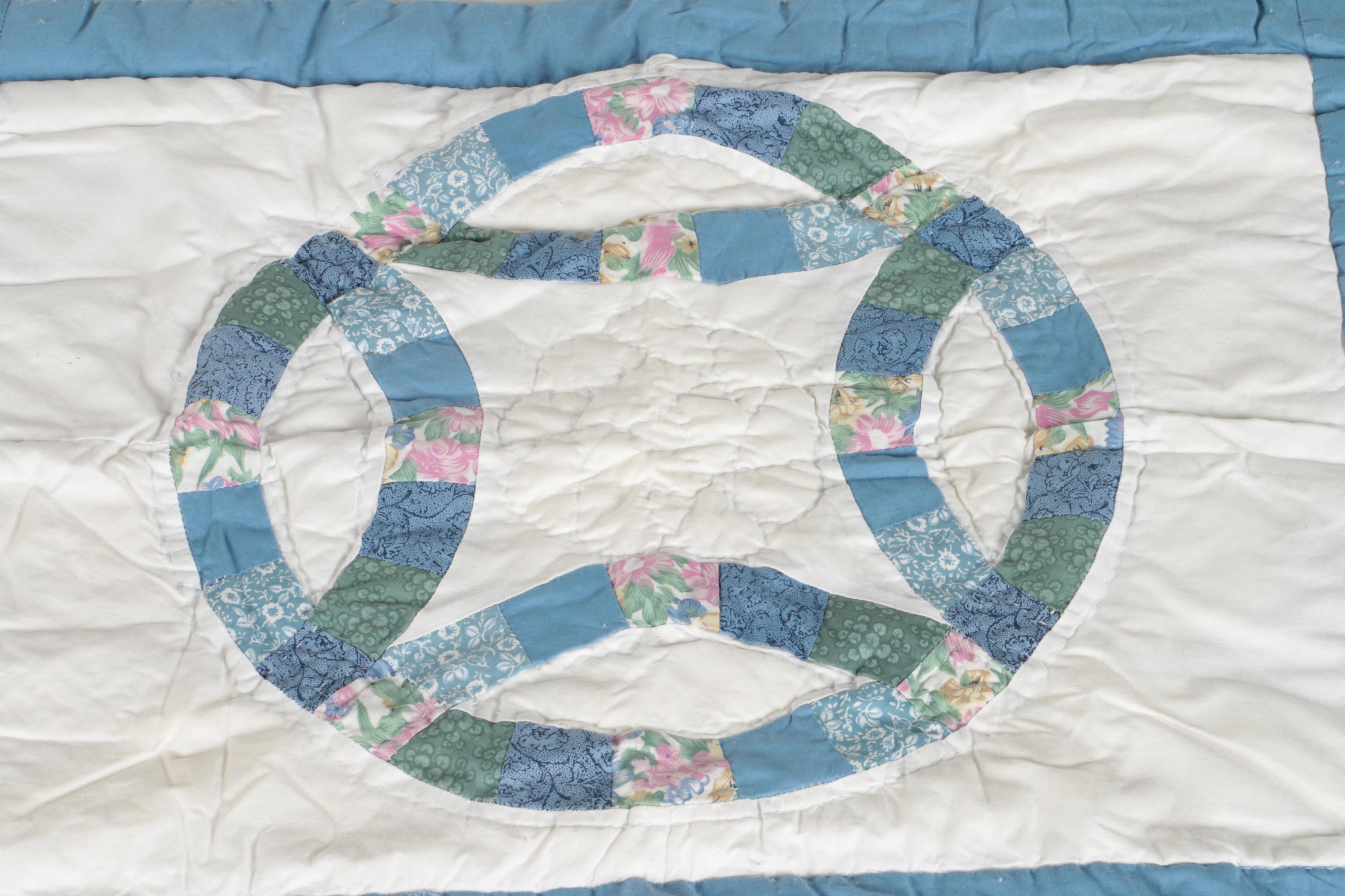 Blue and White Quilt and Pillow Shams