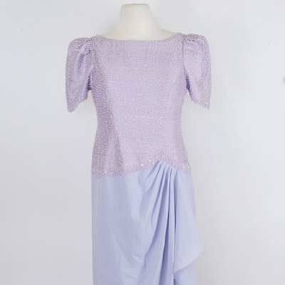 Alex Mariquit Lavender Beaded Evening Dress