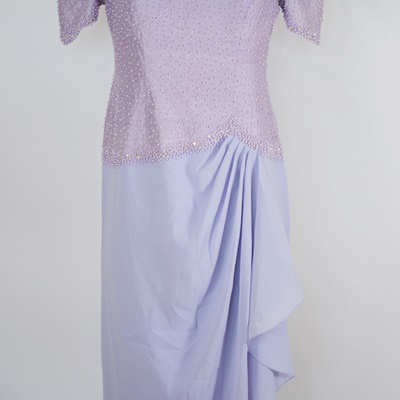 Alex Mariquit Lavender Beaded Evening Dress
