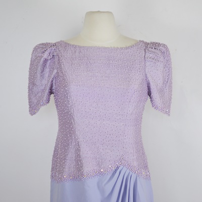 Alex Mariquit Lavender Beaded Evening Dress