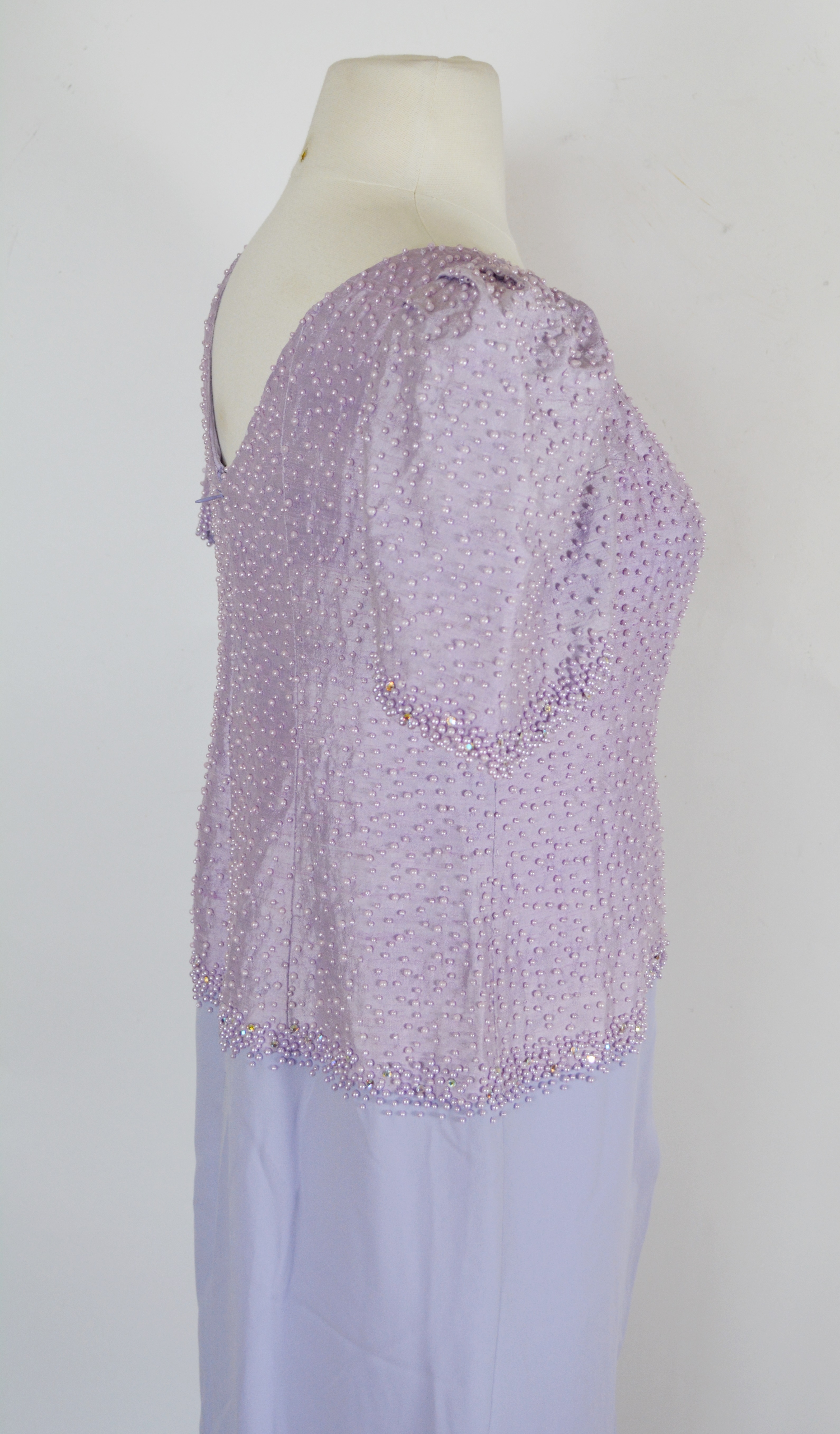 Alex Mariquit Lavender Beaded Evening Dress