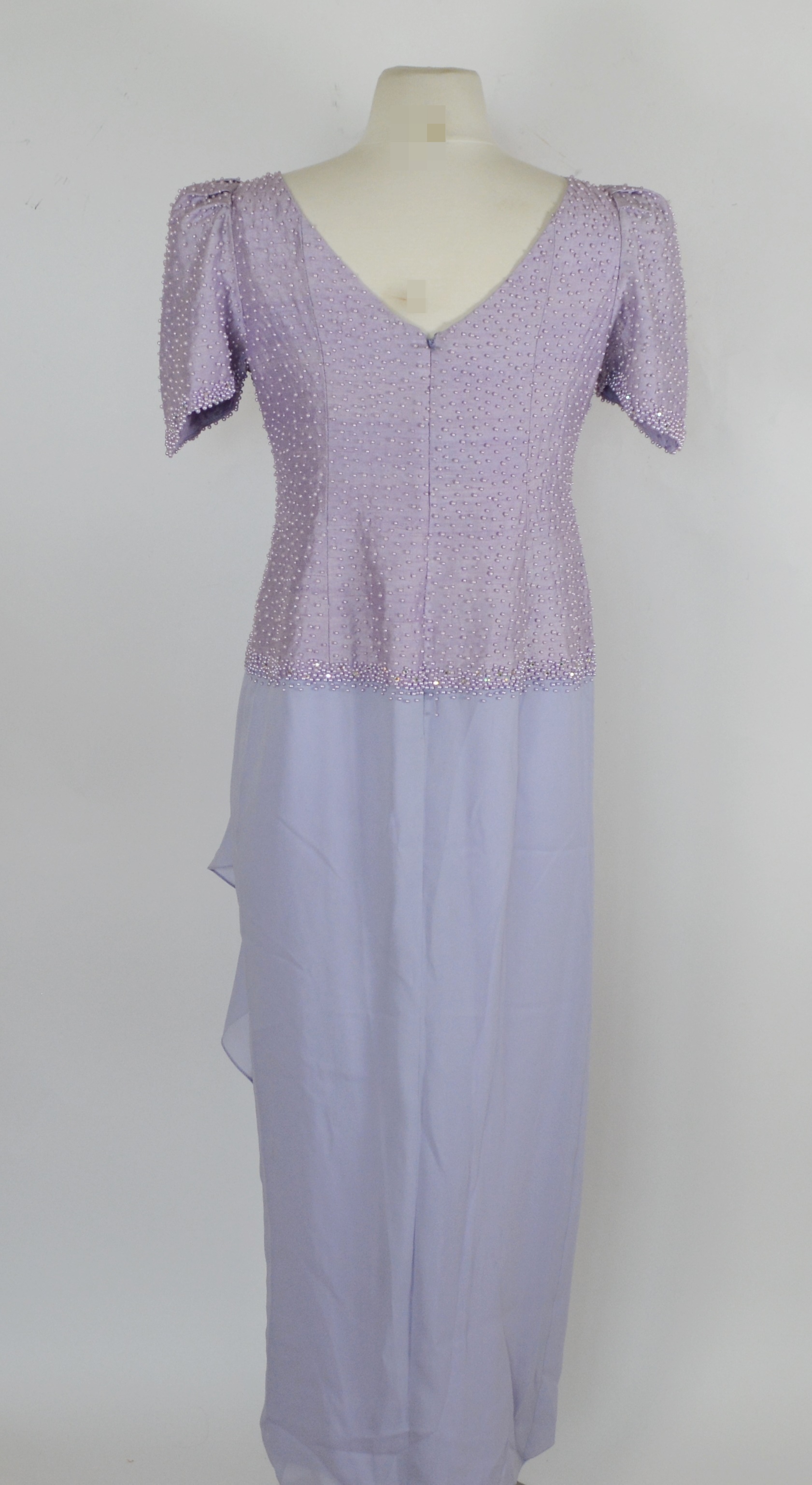 Alex Mariquit Lavender Beaded Evening Dress