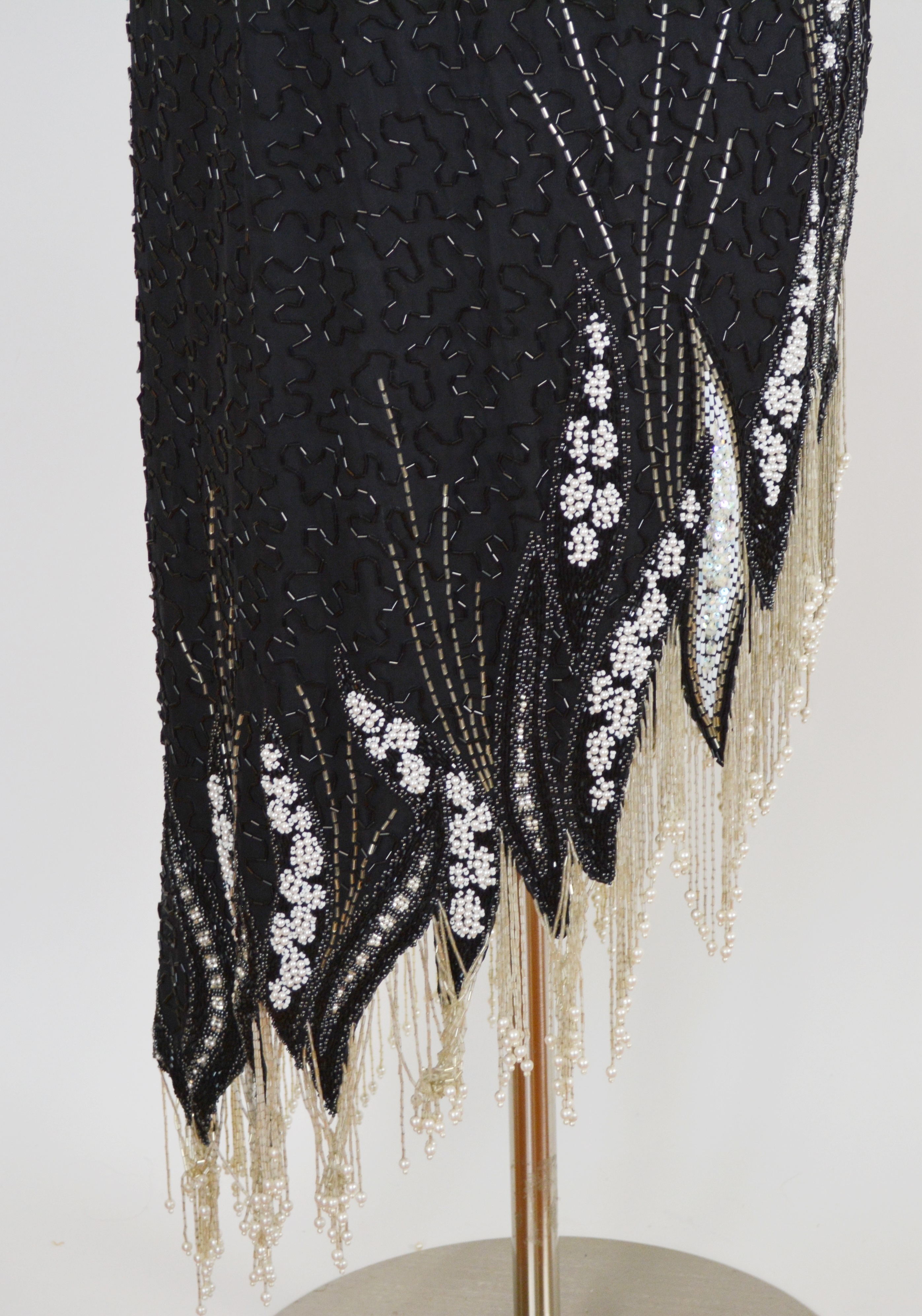 A. J. Bari Black Beaded Evening Dress