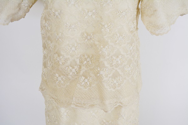 Cream Beaded Sheath (Terno) Evening Dress and Jacket