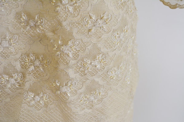 Cream Beaded Sheath (Terno) Evening Dress and Jacket