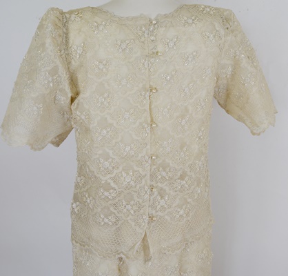 Cream Beaded Sheath (Terno) Evening Dress and Jacket